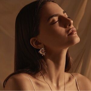 Amber Sceats Reese 24k Gold GP Reese PIERCED Earrings Gold Nugget.